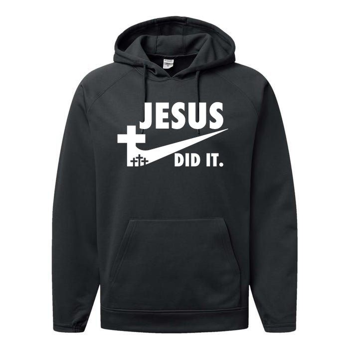 Jesus Did It Faith Cross Christian Performance Fleece Hoodie