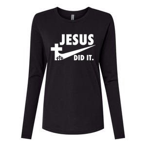 Jesus Did It Faith Cross Christian Womens Cotton Relaxed Long Sleeve T-Shirt