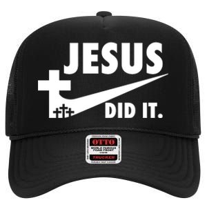 Jesus Did It Faith Cross Christian High Crown Mesh Back Trucker Hat