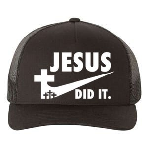 Jesus Did It Faith Cross Christian Yupoong Adult 5-Panel Trucker Hat