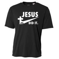 Jesus Did It Faith Cross Christian Cooling Performance Crew T-Shirt