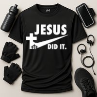 Jesus Did It Faith Cross Christian Cooling Performance Crew T-Shirt