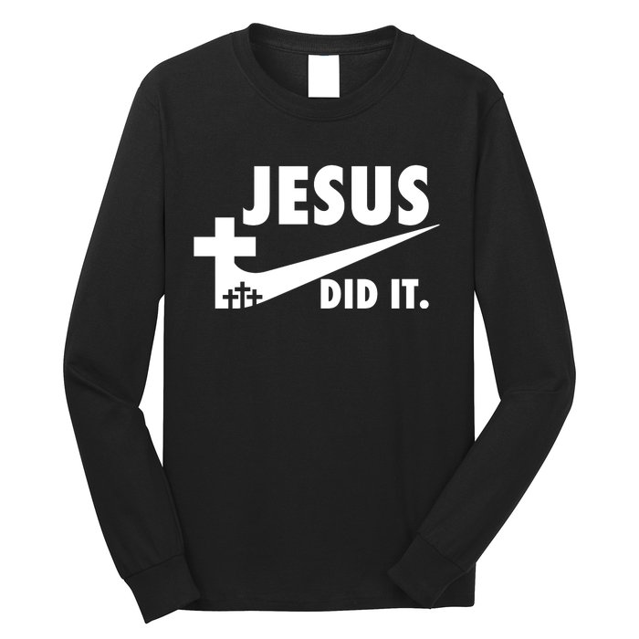 Jesus Did It Faith Cross Christian Long Sleeve Shirt