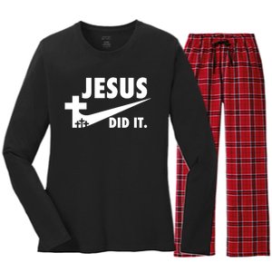 Jesus Did It Faith Cross Christian Women's Long Sleeve Flannel Pajama Set 