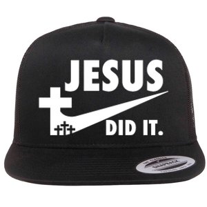 Jesus Did It Faith Cross Christian Flat Bill Trucker Hat