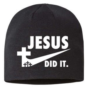 Jesus Did It Faith Cross Christian Sustainable Beanie