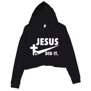 Jesus Did It Faith Cross Christian Crop Fleece Hoodie