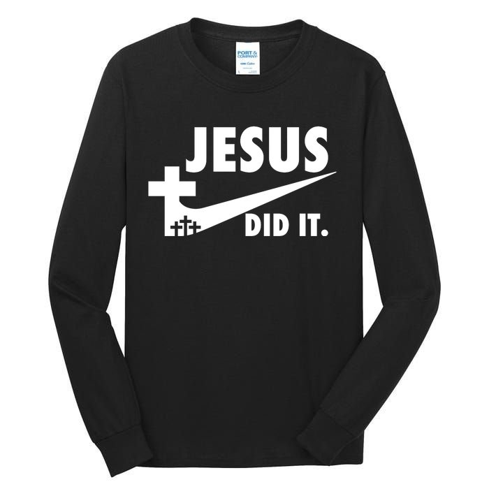 Jesus Did It Faith Cross Christian Tall Long Sleeve T-Shirt