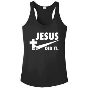 Jesus Did It Faith Cross Christian Ladies PosiCharge Competitor Racerback Tank