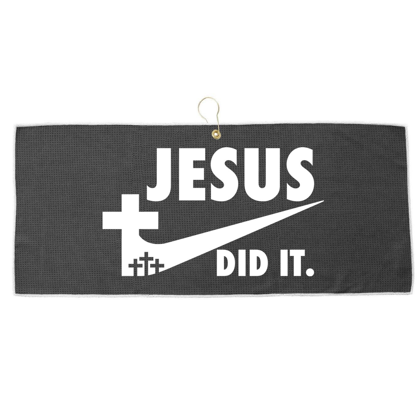 Jesus Did It Faith Cross Christian Large Microfiber Waffle Golf Towel