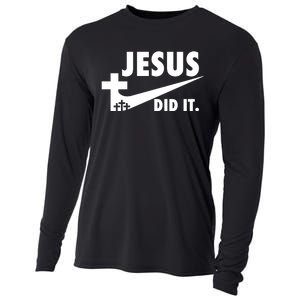 Jesus Did It Faith Cross Christian Cooling Performance Long Sleeve Crew