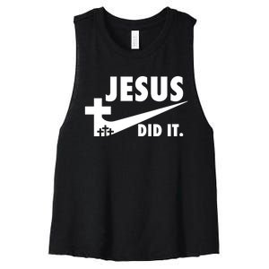 Jesus Did It Faith Cross Christian Women's Racerback Cropped Tank