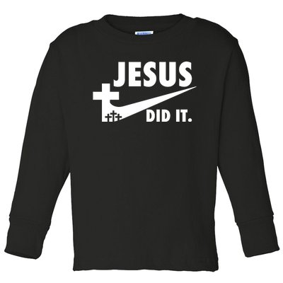 Jesus Did It Faith Cross Christian Toddler Long Sleeve Shirt