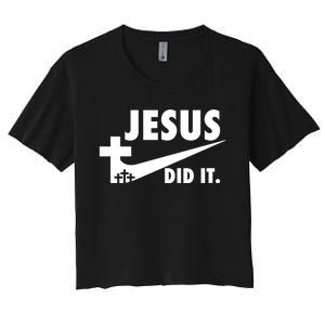 Jesus Did It Faith Cross Christian Women's Crop Top Tee