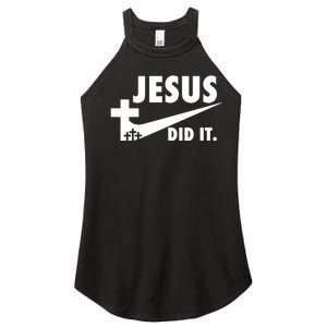 Jesus Did It Faith Cross Christian Women's Perfect Tri Rocker Tank