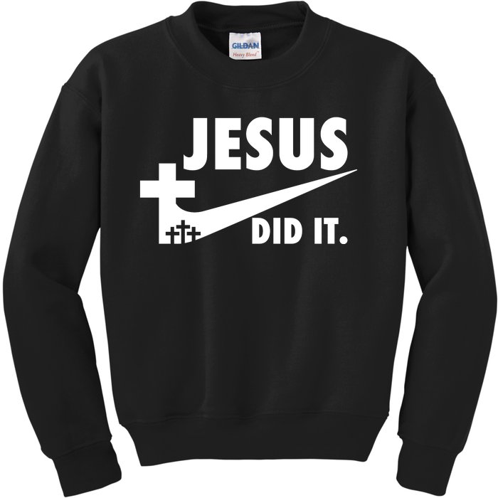 Jesus Did It Faith Cross Christian Kids Sweatshirt