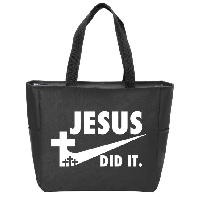 Jesus Did It Faith Cross Christian Zip Tote Bag