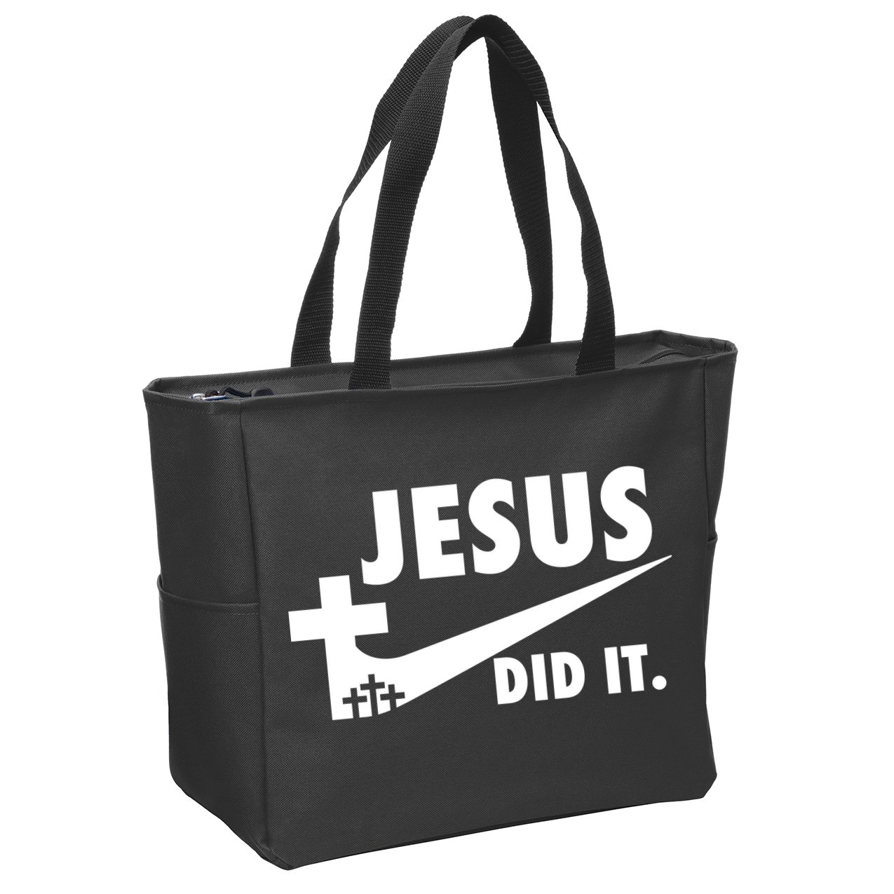 Jesus Did It Faith Cross Christian Zip Tote Bag