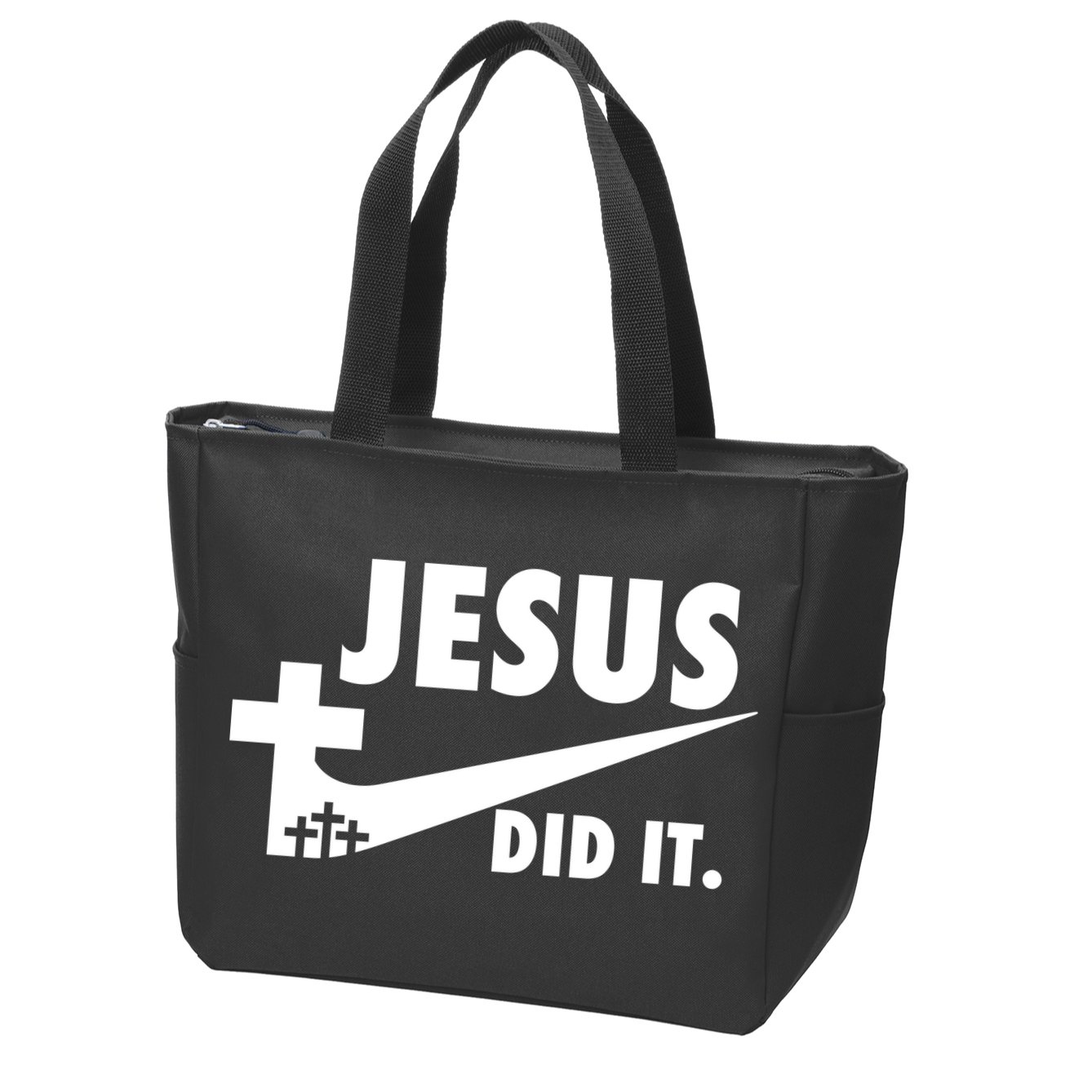 Jesus Did It Faith Cross Christian Zip Tote Bag