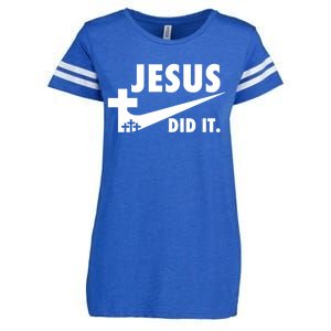 Jesus Did It Faith Cross Christian Enza Ladies Jersey Football T-Shirt