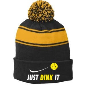 Just Dink It Funny Pickleball Stripe Pom Pom Beanie