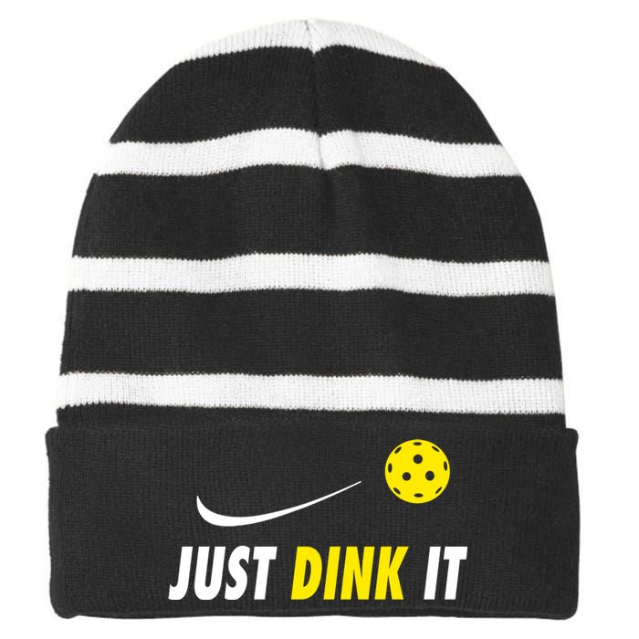 Just Dink It Funny Pickleball Striped Beanie with Solid Band