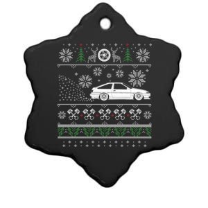 Japanese Drifting Initial Drift Car Love Ugly Christmas Ugly Gift Ceramic Star Ornament