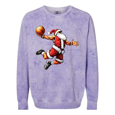 Just Dunk It Santa Claus Basketball Christmas Tree Ornats Funny Gift Colorblast Crewneck Sweatshirt