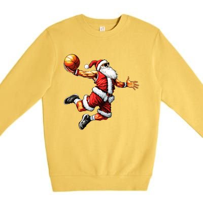 Just Dunk It Santa Claus Basketball Christmas Tree Ornats Funny Gift Premium Crewneck Sweatshirt