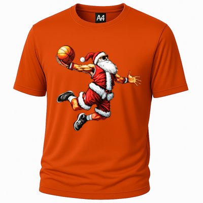 Just Dunk It Santa Claus Basketball Christmas Tree Ornats Funny Gift Cooling Performance Crew T-Shirt