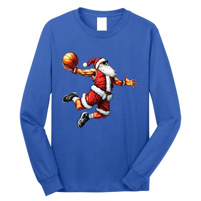 Just Dunk It Santa Claus Basketball Christmas Tree Ornats Funny Gift Long Sleeve Shirt