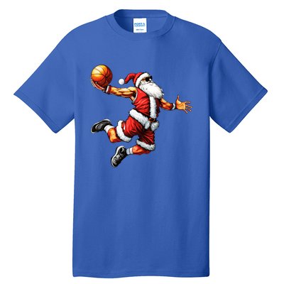 Just Dunk It Santa Claus Basketball Christmas Tree Ornats Funny Gift Tall T-Shirt