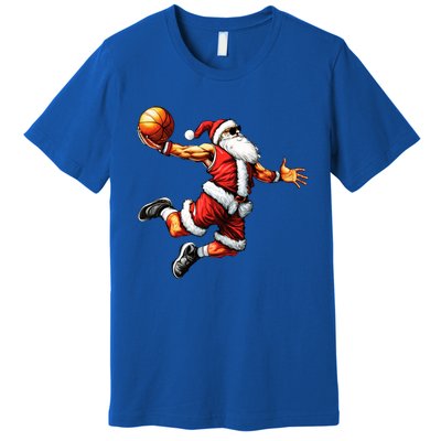 Just Dunk It Santa Claus Basketball Christmas Tree Ornats Funny Gift Premium T-Shirt