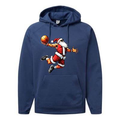 Just Dunk It Santa Claus Basketball Christmas Tree Ornats Funny Gift Performance Fleece Hoodie