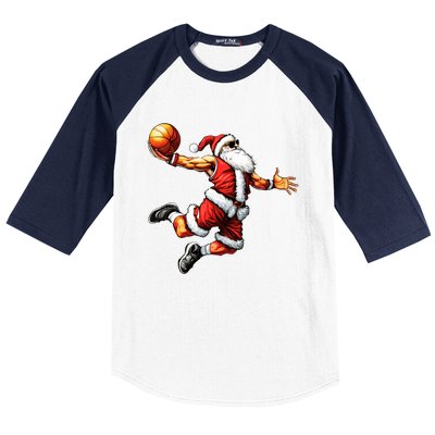 Just Dunk It Santa Claus Basketball Christmas Tree Ornats Funny Gift Baseball Sleeve Shirt