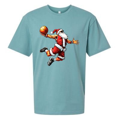 Just Dunk It Santa Claus Basketball Christmas Tree Ornats Funny Gift Sueded Cloud Jersey T-Shirt