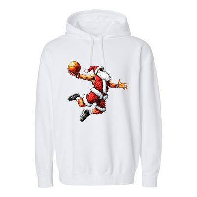 Just Dunk It Santa Claus Basketball Christmas Tree Ornats Funny Gift Garment-Dyed Fleece Hoodie