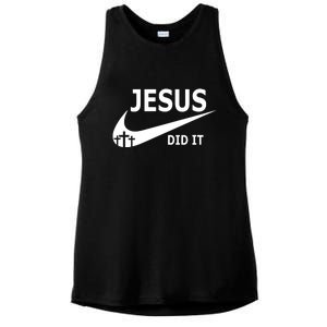 Jesus Did It My Savior Died For My Sins 3 Crosses Christian Catholic Ladies PosiCharge Tri-Blend Wicking Tank