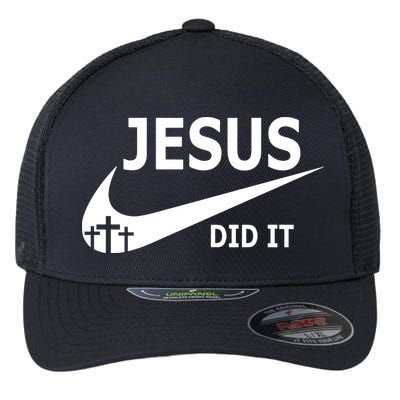 Jesus Did It My Savior Died For My Sins 3 Crosses Christian Catholic Flexfit Unipanel Trucker Cap