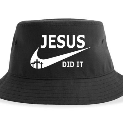 Jesus Did It My Savior Died For My Sins 3 Crosses Christian Catholic Sustainable Bucket Hat