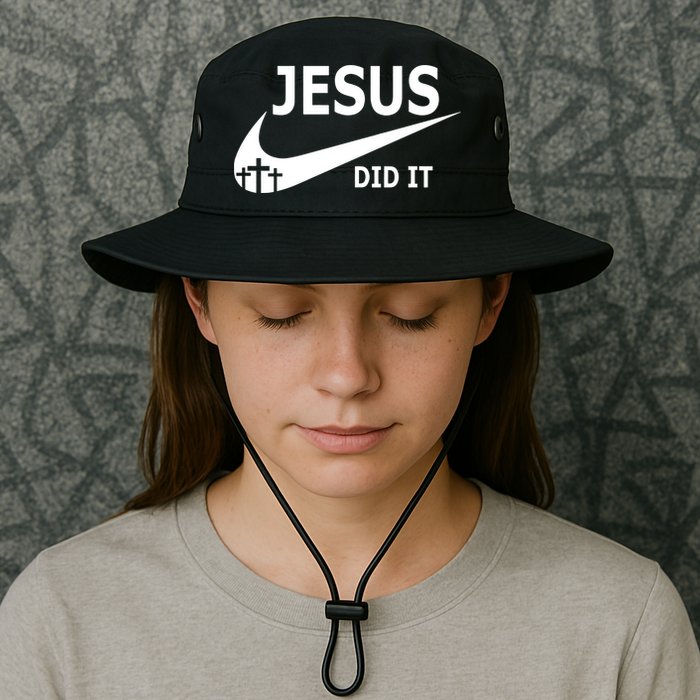 Jesus Did It My Savior Died For My Sins 3 Crosses Christian Catholic Bucket Hat