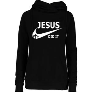 Jesus Did It My Savior Died For My Sins 3 Crosses Christian Catholic Womens Funnel Neck Pullover Hood