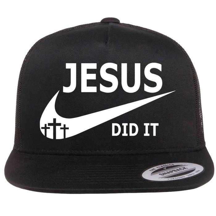 Jesus Did It My Savior Died For My Sins 3 Crosses Christian Catholic Flat Bill Trucker Hat