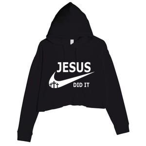 Jesus Did It My Savior Died For My Sins 3 Crosses Christian Catholic Crop Fleece Hoodie