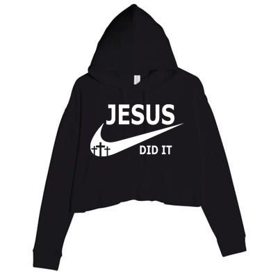 Jesus Did It My Savior Died For My Sins 3 Crosses Christian Catholic Crop Fleece Hoodie