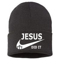 Jesus Did It My Savior Died For My Sins 3 Crosses Christian Catholic Sustainable Knit Beanie