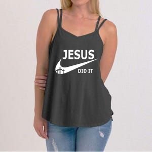 Jesus Did It My Savior Died For My Sins 3 Crosses Christian Catholic Women's Strappy Tank