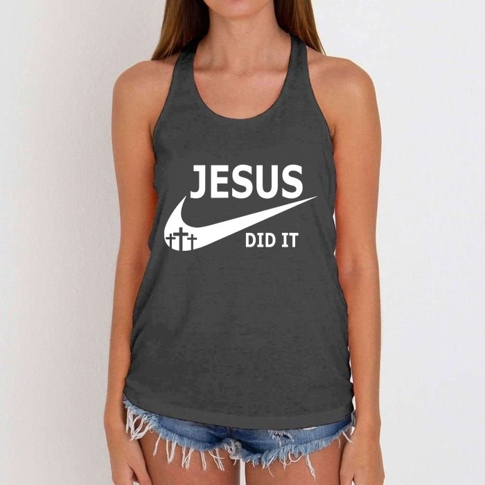 Jesus Did It My Savior Died For My Sins 3 Crosses Christian Catholic Women's Knotted Racerback Tank