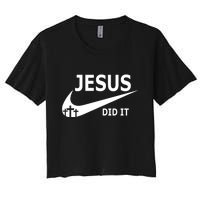 Jesus Did It My Savior Died For My Sins 3 Crosses Christian Catholic Women's Crop Top Tee