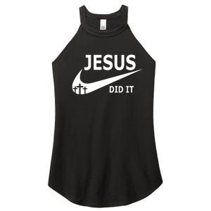 Jesus Did It My Savior Died For My Sins 3 Crosses Christian Catholic Women's Perfect Tri Rocker Tank